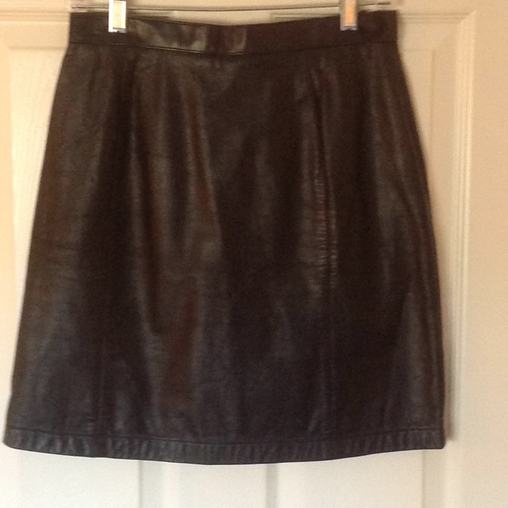 Black leather mini skirt